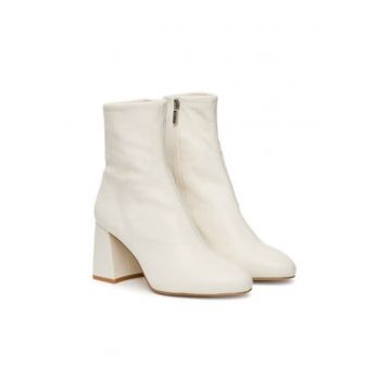 Botine dama -  piele ecologica - alb