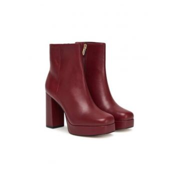 Botine dama -  piele naturala - rosu