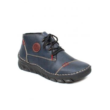Botine de damă  Rieker - albastre - cu șireturi 55002-14
