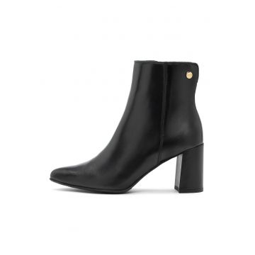 Botine de piele cu toc masiv