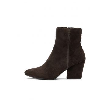 Botine de piele cu toc masiv