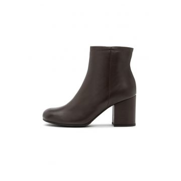 Botine de piele cu toc masiv