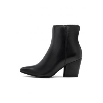 Botine de piele cu toc masiv