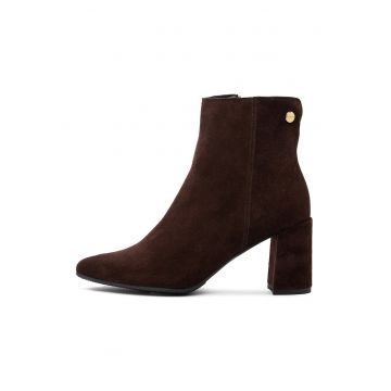 Botine de piele cu toc masiv