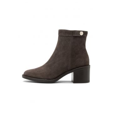 Botine de piele cu toc masiv Debra