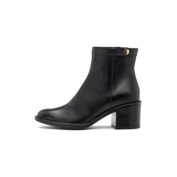 Botine de piele cu toc masiv Debra