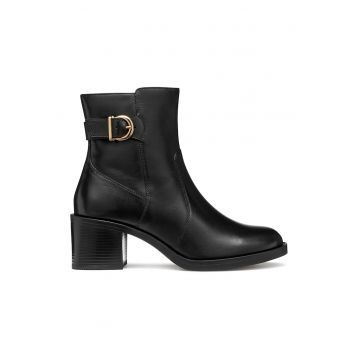 Botine de piele cu toc masiv