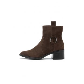Botine de piele intoarsa cu fermoar Triss