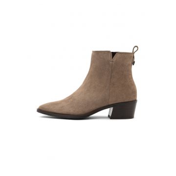 Botine de piele intoarsa cu toc cubanez Ariana