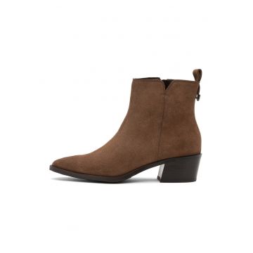 Botine de piele intoarsa cu toc cubanez Ariana