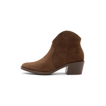 Botine de piele intoarsa cu toc cubanez