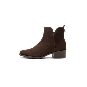 Botine de piele intoarsa cu toc masiv Bianka