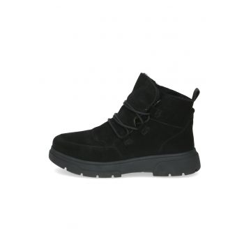 Botine de piele intorsa si material textil