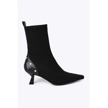 Botine din material textil cu toc kitten