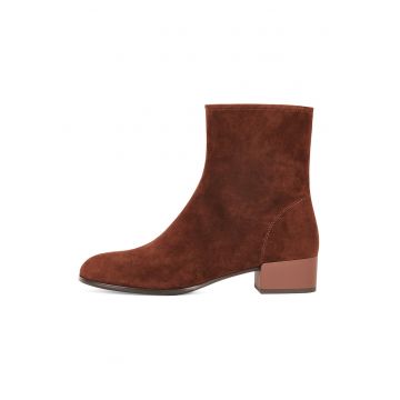 Botine din piele cu toc masiv