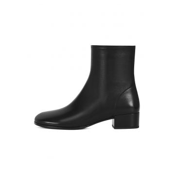 Botine din piele cu toc masiv