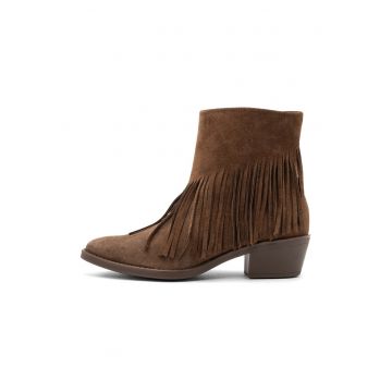Botine din piele intoarsa cu franjuri