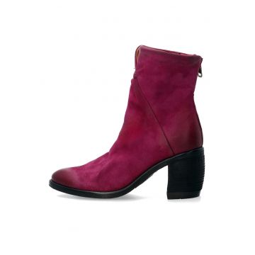 Botine din piele intoarsa cu toc masiv
