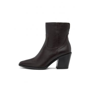 Botine din piele intoarsa cu toc masiv