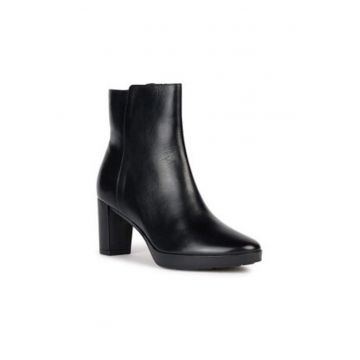 Botine dama pana la glezna -  302594894 - piele naturala - negru -