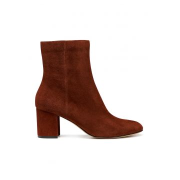 Botine de piele intoarsa cu toc masiv