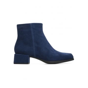 Botine de piele nabuc cu varf patrat Kobo