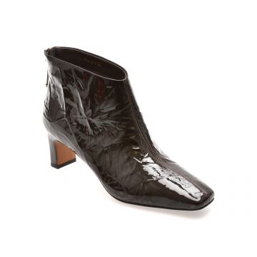 Botine elegante EPICA maro, 33M2525, din piele naturala lacuita