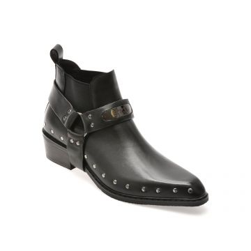 Botine elegante EPICA negre, 301, din piele naturala