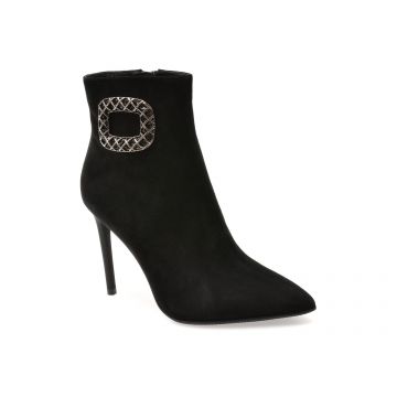 Botine elegante EPICA negre, E32778B, din piele intoarsa