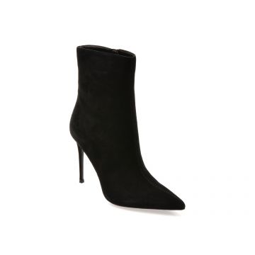 Botine elegante EPICA PREMIUM negre, 2466T, din piele intoarsa