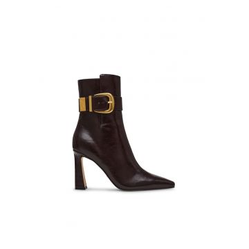 Botine de piele ecologica cu toc inalt Stashed