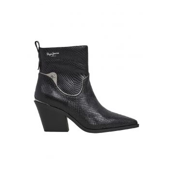 Botine din piele cu toc cuban
