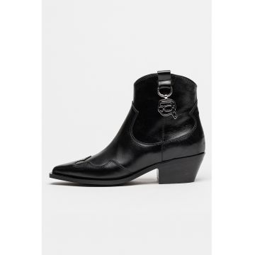 Botine western din piele Kansas