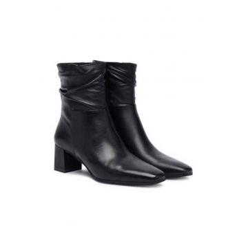 Botine dama cu toc -  din piele naturala - negru - Botine dama cu toc -  din piele naturala - negru -