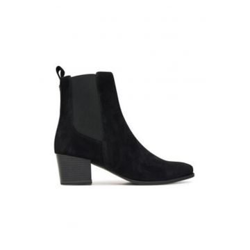 Botine dama cu toc -  din piele naturala - negru Botine dama cu toc -  din piele naturala - negru