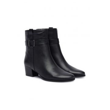 Botine dama cu toc mic -  piele naturala - negru