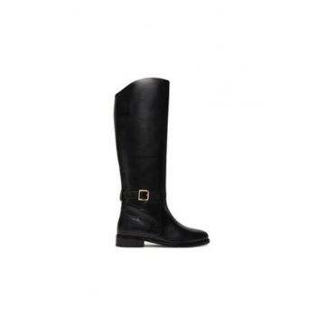 Botine dama -  model ghete de calarie - negru - piele naturala