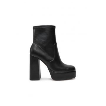 Botine dama -  piele ecologica - negru - toc inalt