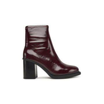 Botine dama -  piele ecologica - visiniu