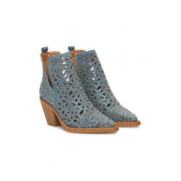 Botine dama -  piele naturala - albastru-gri - Botine dama -  piele naturala - albastru-gri -