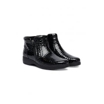 Botine dama -  piele naturala - negru - plate - Botine dama -  piele naturala - negru - plate -