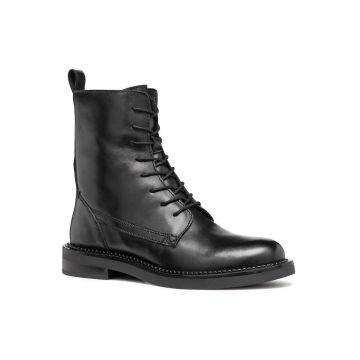 Botine dama -  piele naturala - negru - talpa plata - inchidere cu fermoar - Botine dama -  piele naturala - negru - talpa plata - inchidere cu fermoar -