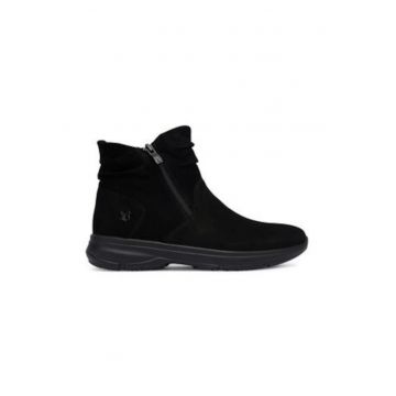 Botine femei -  material piele naturala - negru -