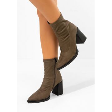 Botine cu toc gros Carisma maro