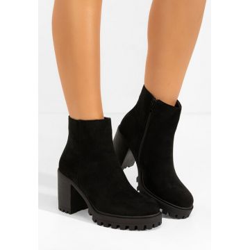 Botine cu toc gros Cavira negre