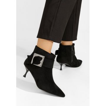 Botine cu toc subtire Karlene negre