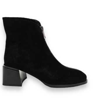 BOTINE DAMA CU TOC GROS din PIELE NATURALA CRL1327 CULOARE:NEGRU