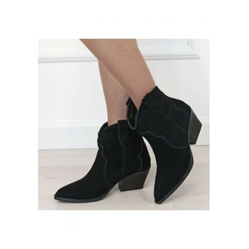 Botine negre din piele naturala cu toc comod 6338 114 18639 Botine negre din piele naturala cu toc comod 6338 114 18639