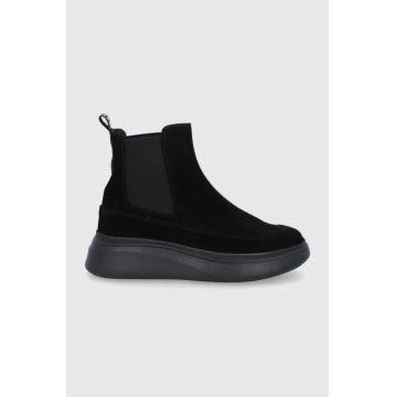 MOA Concept Botine din piele întoarsă femei, culoarea negru, cu platformă MOA Concept Botine din piele întoarsă femei, culoarea negru, cu platformă